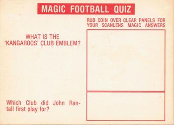 1975 Scanlens VFL - Checklists #NNO The Kangaroos Back